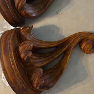 Set 7" Victorian Neoclassical Ornate Solid Handdcarved Wood Corbel Shelves Firm%